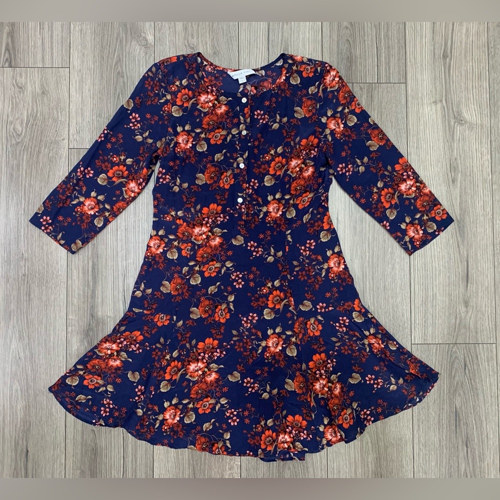 Amour Vert Haley‎ Floral Silk Shift Dress Size Medium